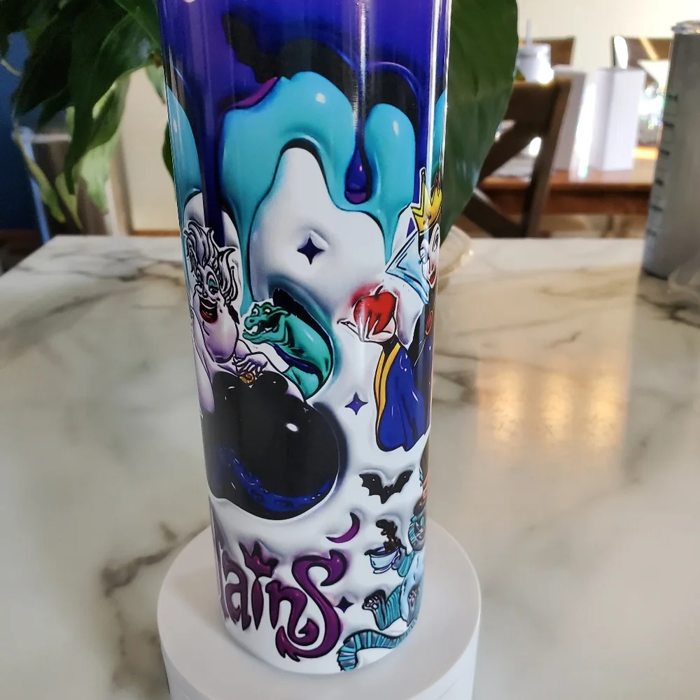 Disney Villains 3D Puffy Bubble 20oz Tumbler  with duo lids 🎉sale